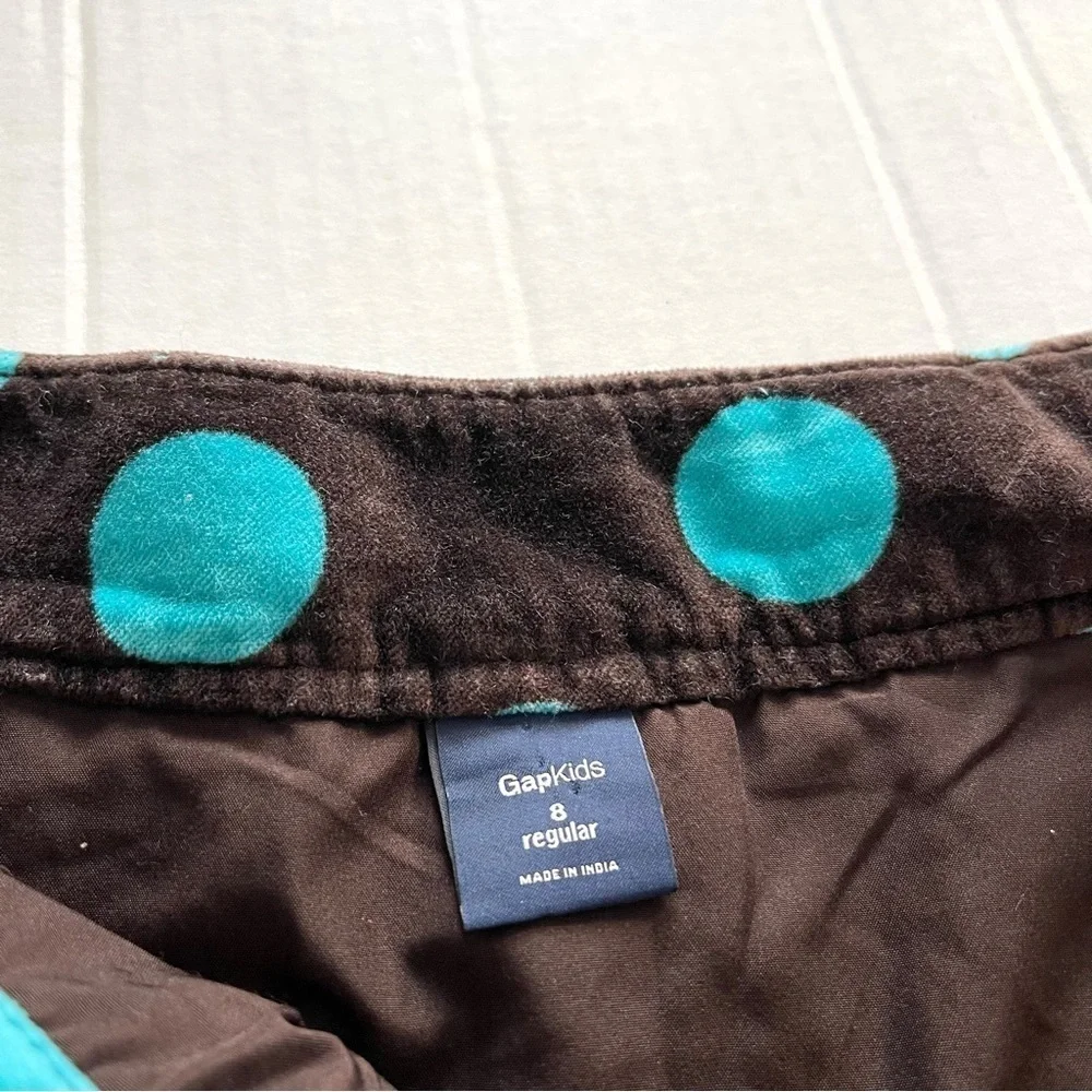 GAP KIDS  Velvet Brown Teal Polkadot Skirt - Size 8